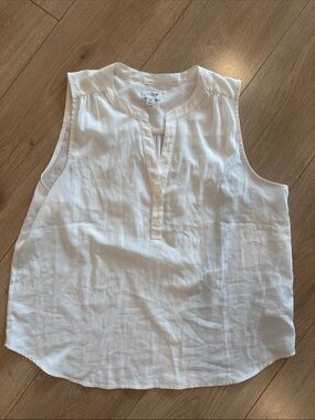 J. Crew White Sleeveless Henley Camisole M